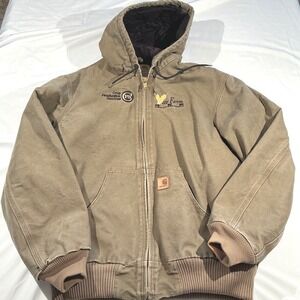 Carhartt J131 Duck Active Jacket Flannel Lined Brown Mens Medium Workwear Coat
